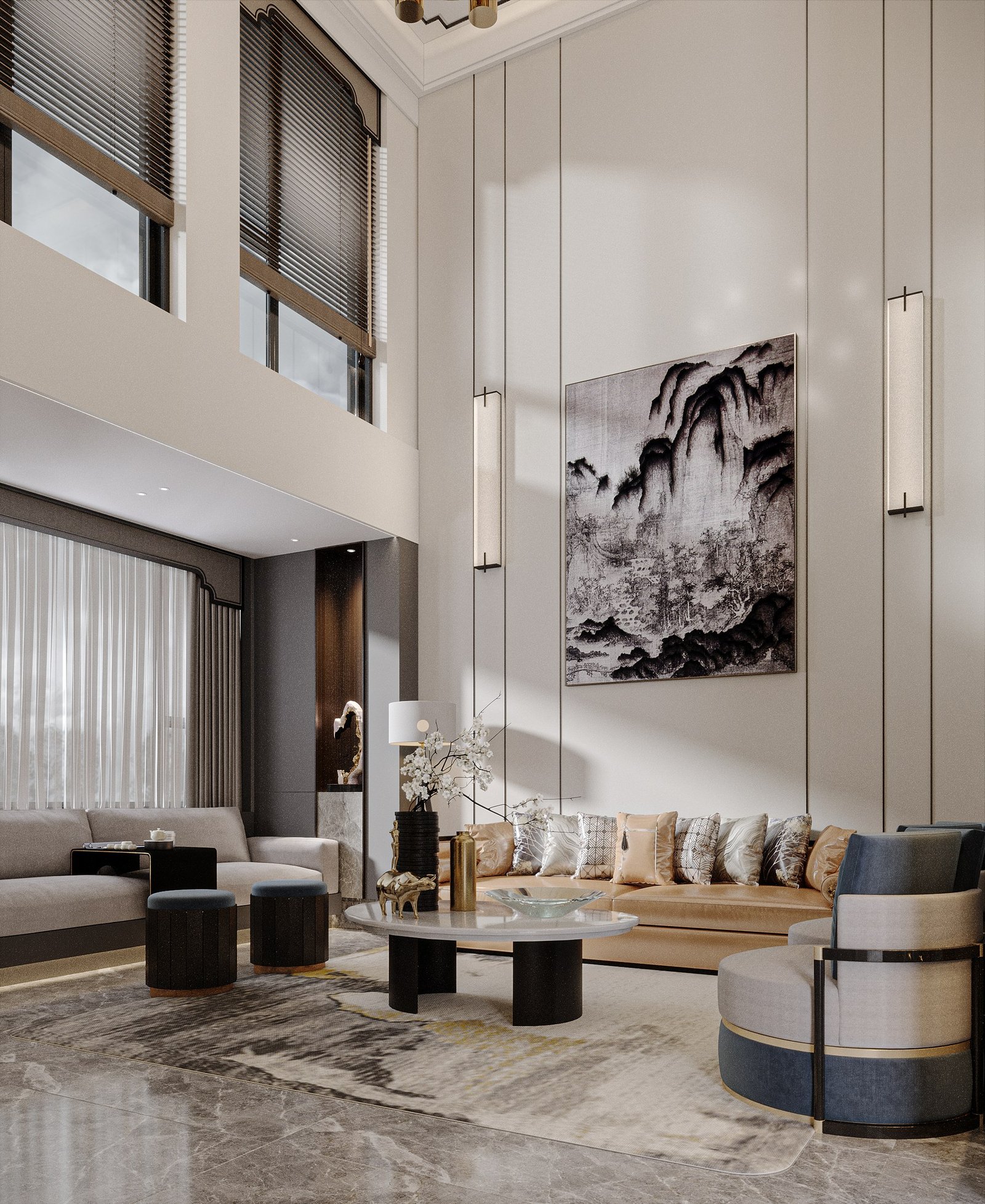 Shot 7 rendered double-height lounge after design