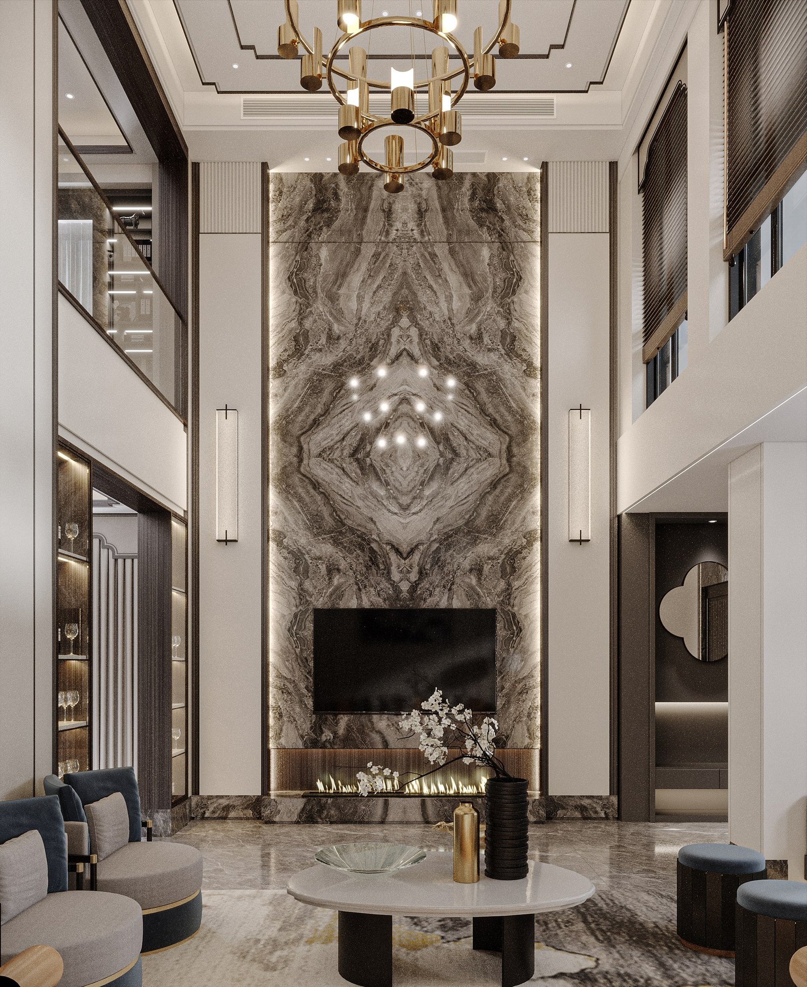 Finished double-height grand wall after design