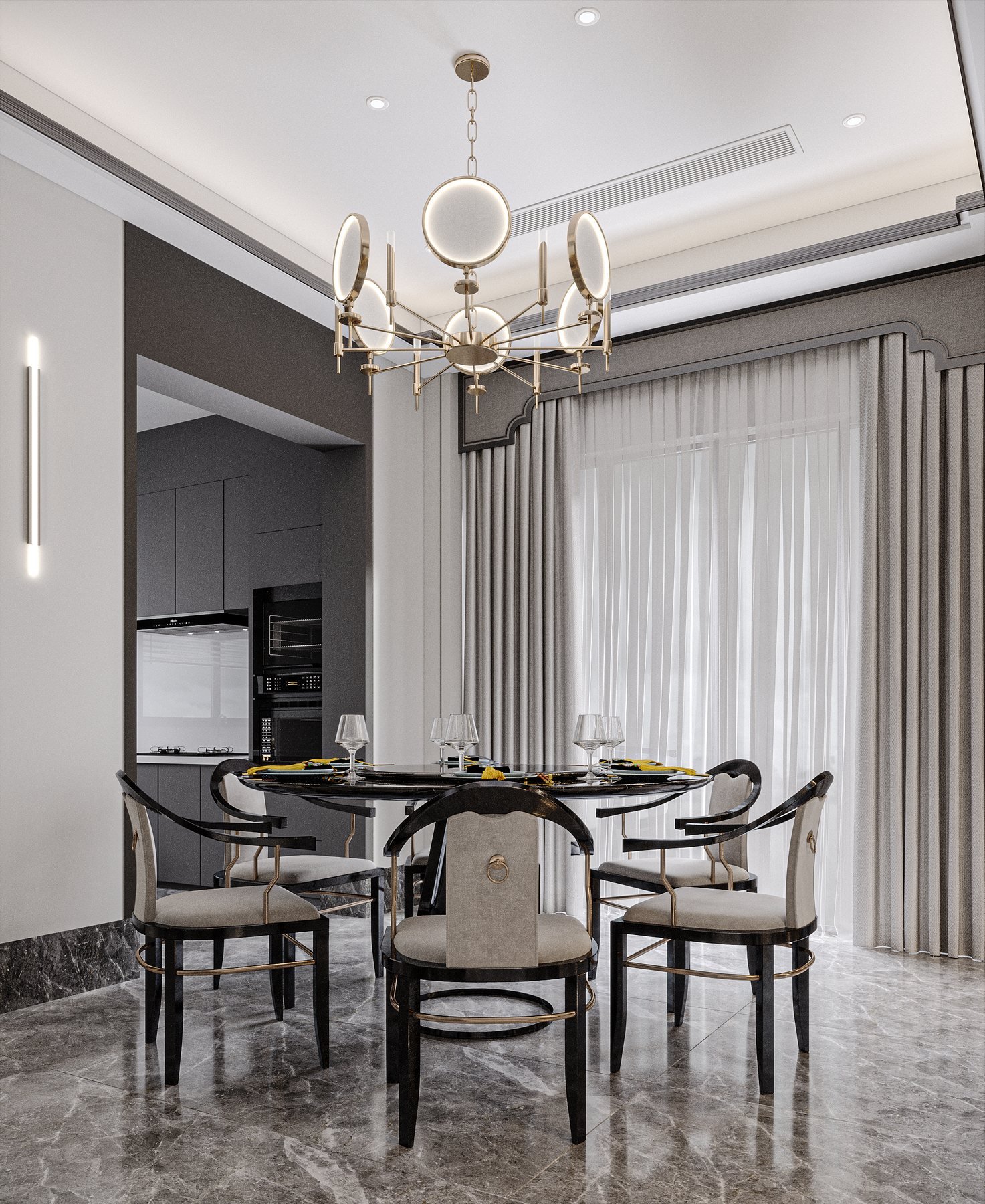 Dining room lighting detail