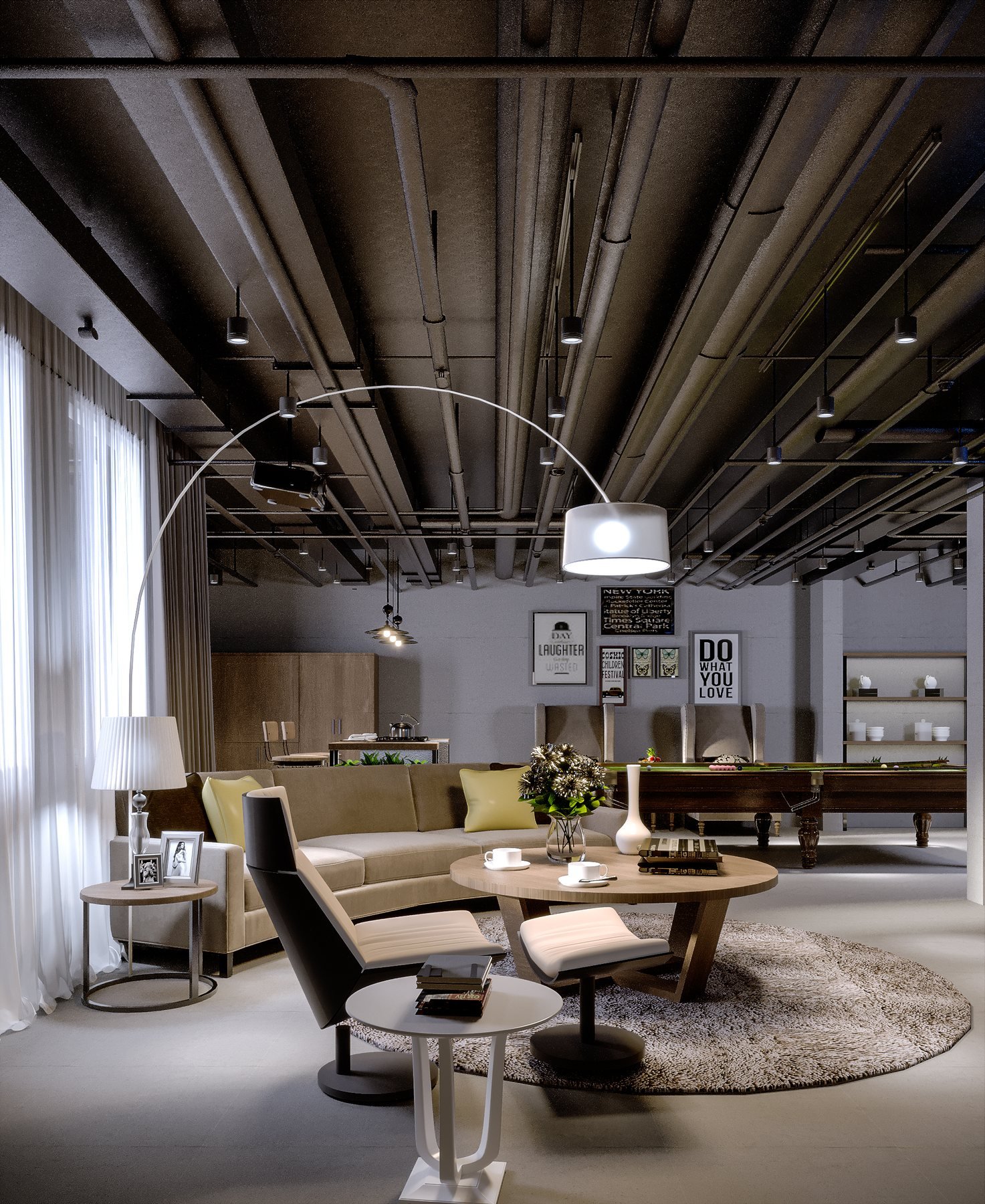 Focused work space with sculptural calm
