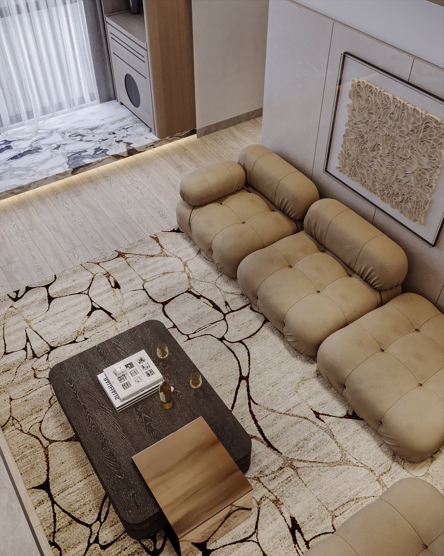 Bright uplifting interior with warm accents